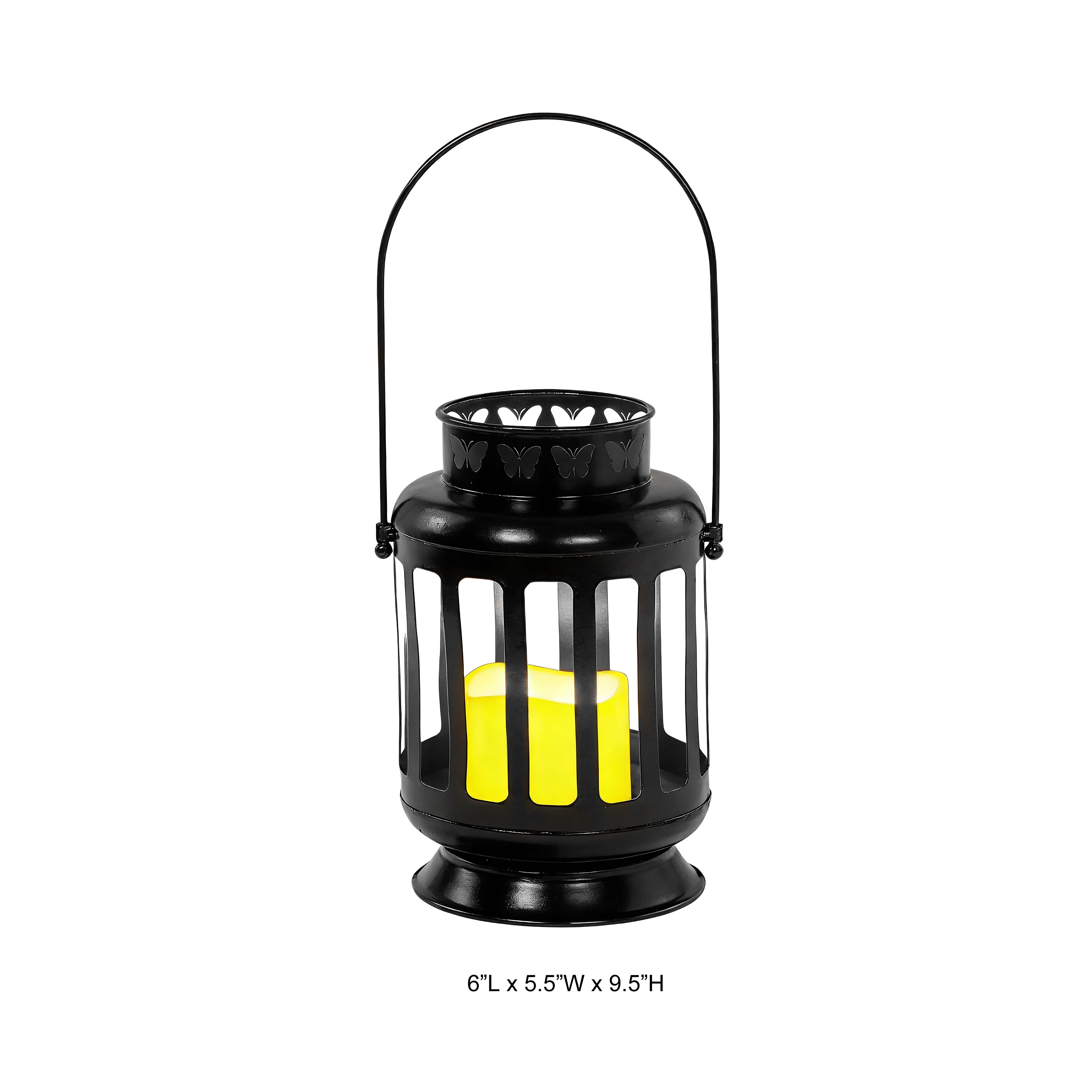Butterfly Cutout Metal LED Candle Lantern Outdoor Decor