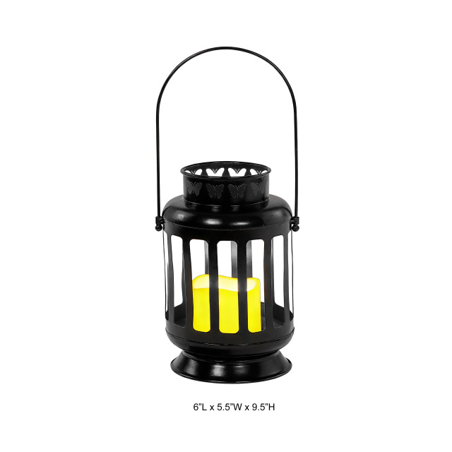 Butterfly Cutout Metal LED Candle Lantern Outdoor Decor