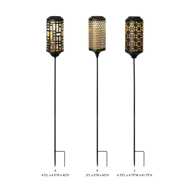 Tri Blossomy Geometric Cutout Solar Metal Garden Stake Light