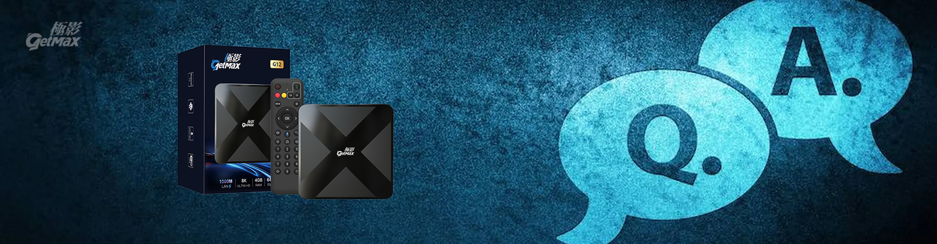 GetMax TV Box FAQ page answering common questions about setup and usage.
