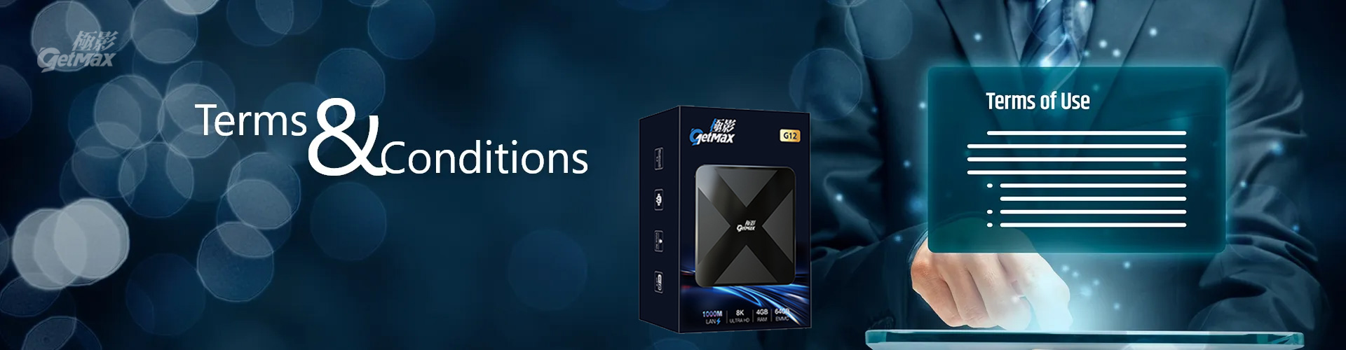 GetMax TV Box terms and conditions outlining purchase and usage policies.