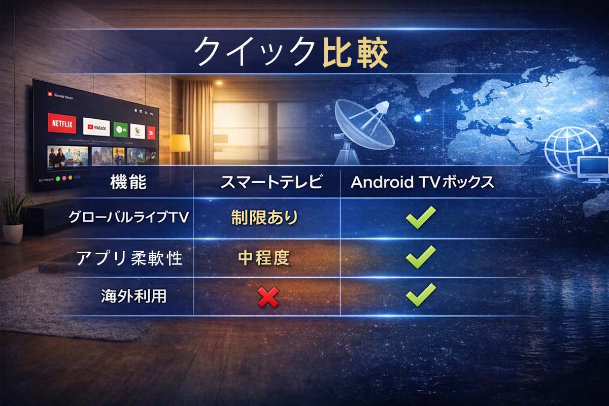 Android TVボックス vs スマートテレビ:どちらが世界中のオンラインストリーミングに最適？