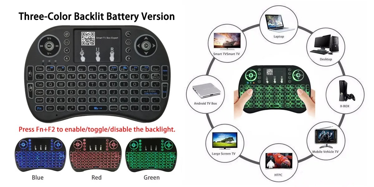 Compact wireless backlit keyboard designed for easy use with the GetMax TV Box.