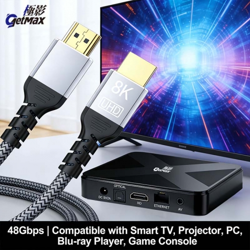 8K HDMI 2.1 Cable 48Gbps - Smooth 8K Streaming, HDR10+, Dolby Vision, eARC, Ideal for Android TV, Smart TV, PS5 & Home Theater