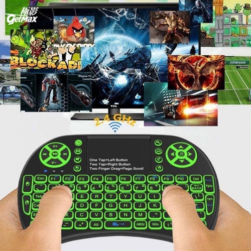 Mini i8 2.4GHz バックライト付きワイヤレスキーボード（タッチパッド搭載）－Android TV ボックス向けスマートコントロール