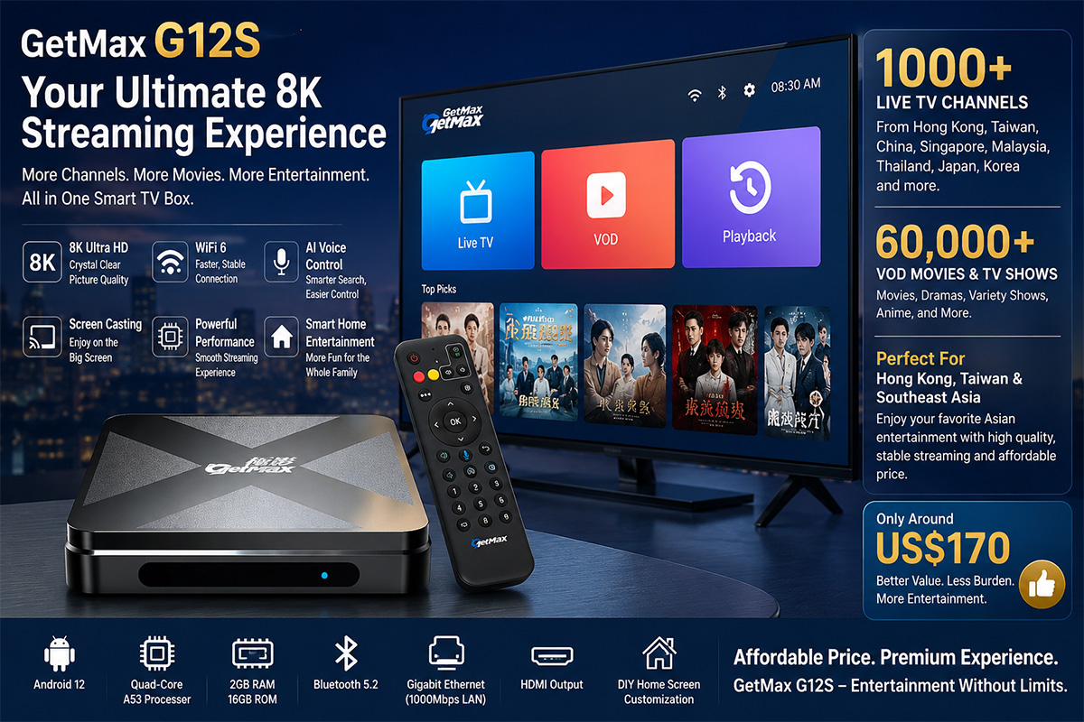 GetMax G12S Review: An Affordable 8K Android TV Box for Hong Kong, Taiwan & Southeast Asia