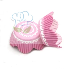 pink color flower shaped cupcake liners