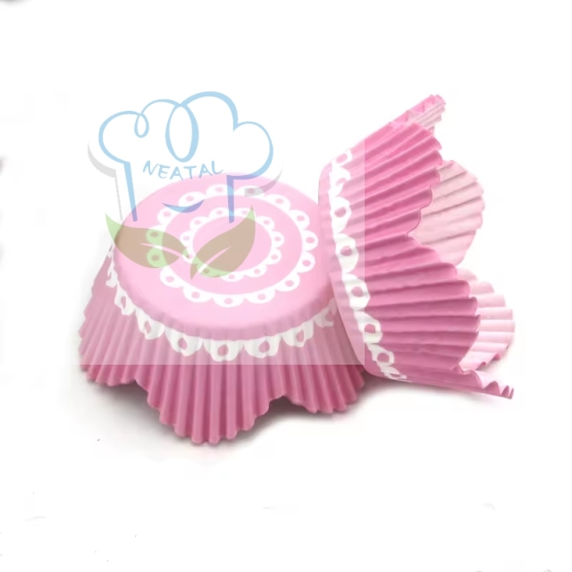 pink color flower shaped cupcake liners