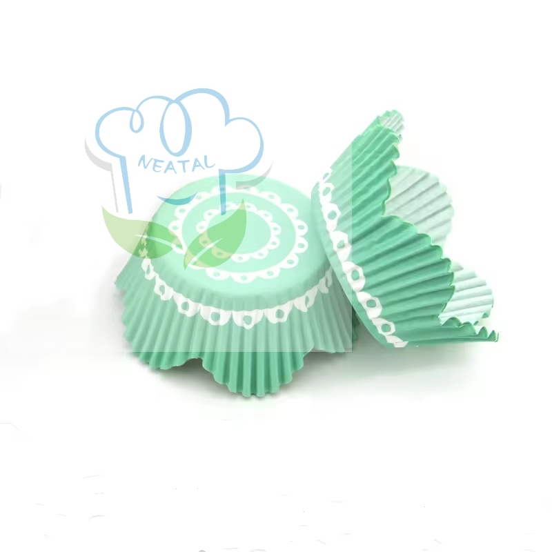 green color flower shaped cupcake liners