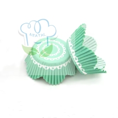green color flower shaped cupcake liners
