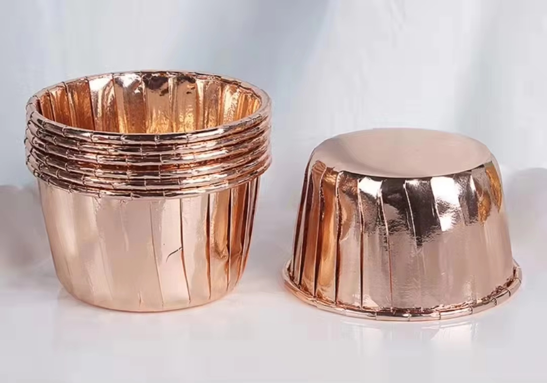 rose gold color roll mouth cupcake cups