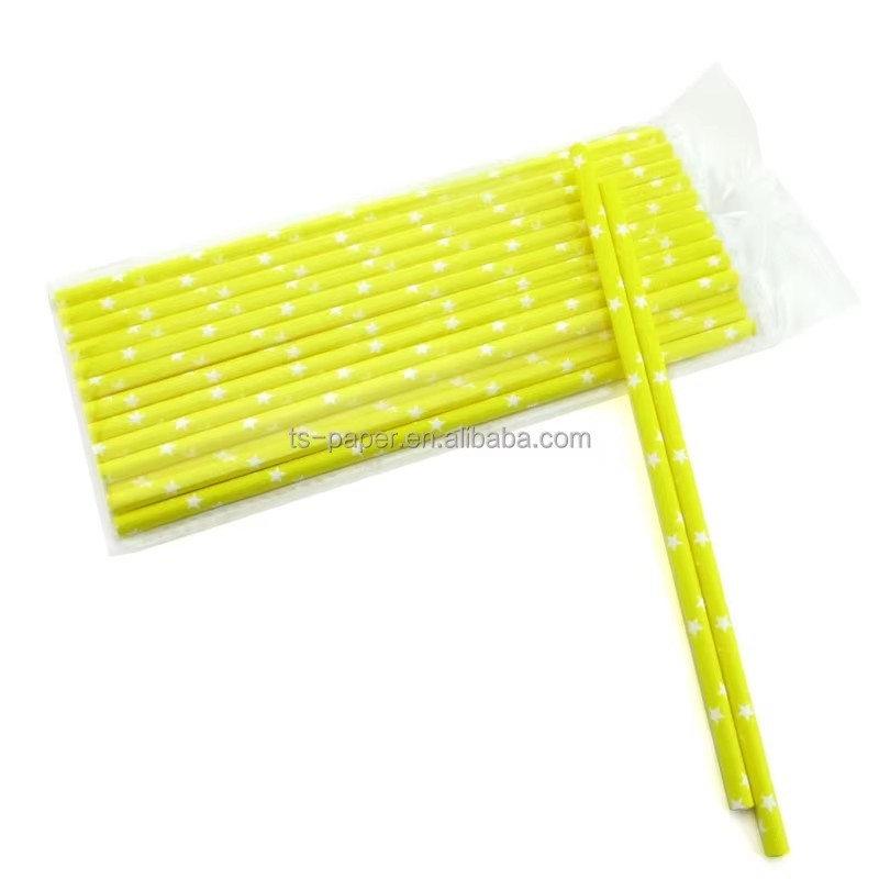 6*197mm yellow color paper straw
