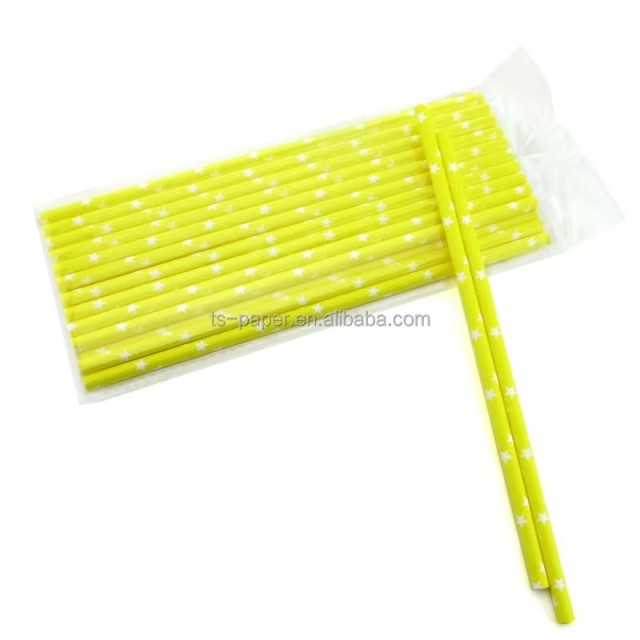 6*197mm yellow color paper straw