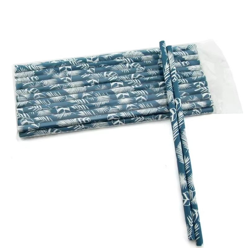 Pajita de papel cian de 6 x 197 mm