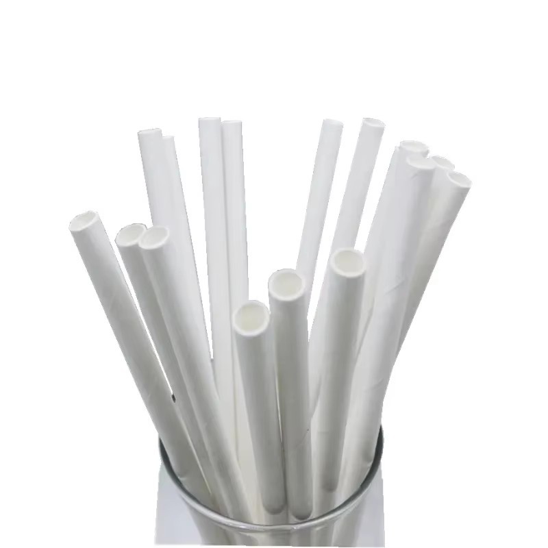 Pajita de papel blanca de 6 x 197 mm