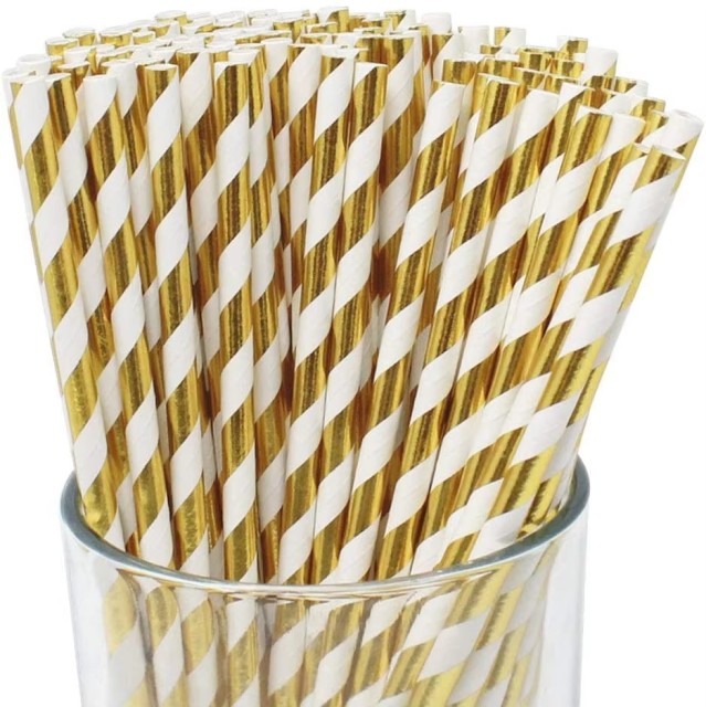 6*197mm Golden stripe paper straw