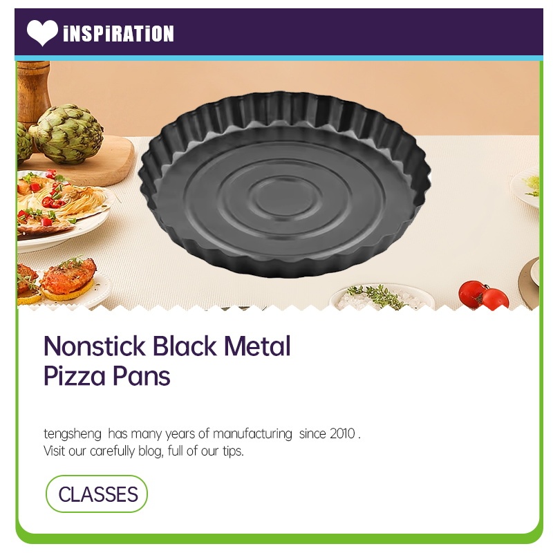 Sartenes para pizza de metal negro antiadherentes