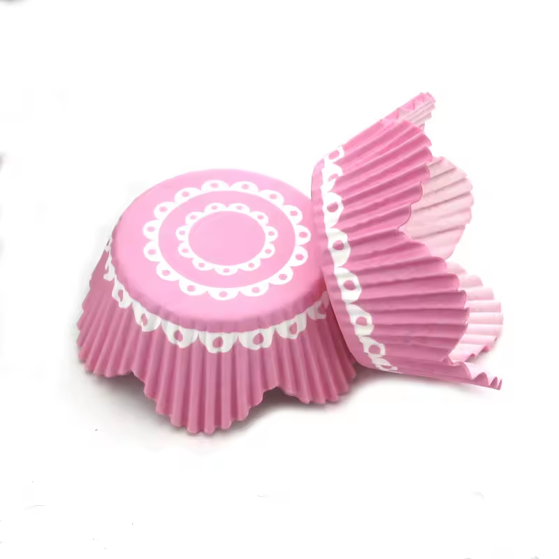 Moldes para cupcakes con forma de flor de color rosa