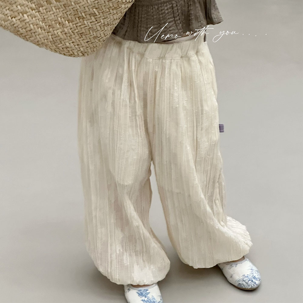 UEMO  Embroidered Lantern Pants for Children Harem style Kids' Pants Woven Ruched Pants for Girls