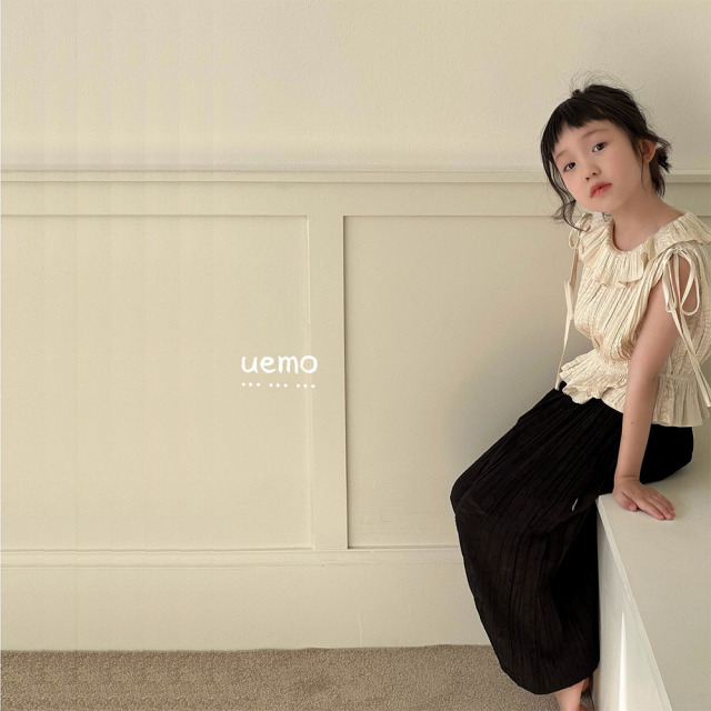 UEMO  Embroidered Lantern Pants for Children Harem style Kids' Pants Woven Ruched Pants for Girls