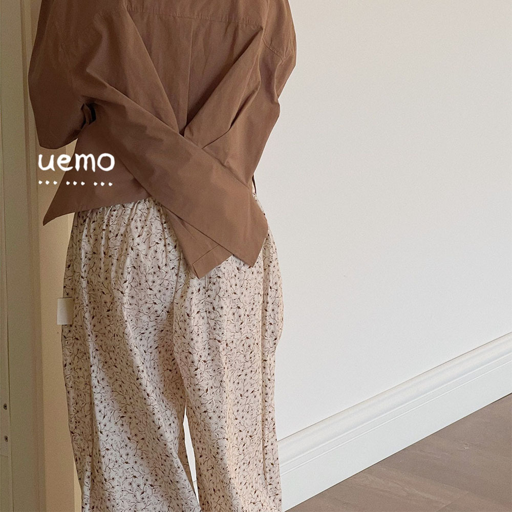 UEMO Children's Floral Trousers Print Loose Fit Pants  Fashion Spring Kids' Trousers