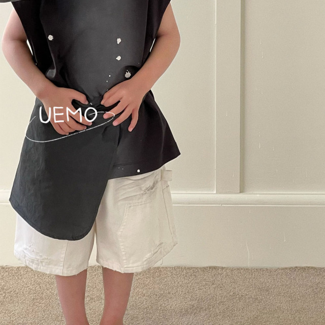 UEMO  White Denim Kids' Shorts Children Cargo Shorts Stylish and Functional Trend Setters Kids Shorts