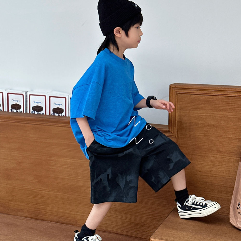 NONOKIDS Black Tie Dye Cotton Shorts Branded Black Camo Print Kids' Shorts for Active Boys Trendy and Tactical Children Pants