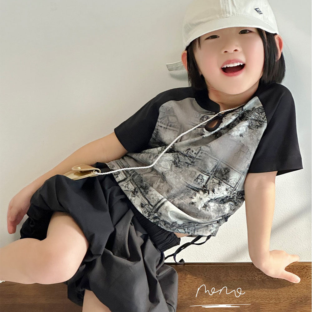 NONOKIDS Exquisite Kids' Top Shortsleeve Top Chinese Style Ink Wash T-Shirt