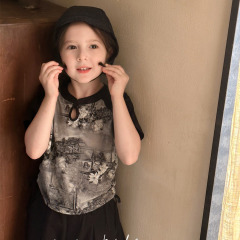 NONOKIDS Exquisite Kids' Top Shortsleeve Top Chinese Style Ink Wash T-Shirt