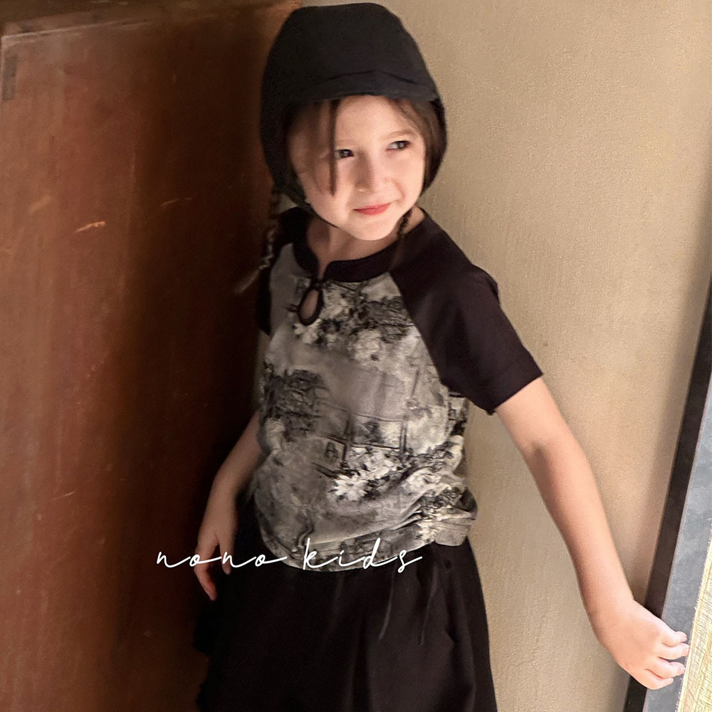 NONOKIDS Exquisite Kids' Top Shortsleeve Top Chinese Style Ink Wash T-Shirt