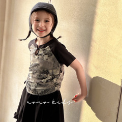 NONOKIDS Exquisite Kids' Top Shortsleeve Top Chinese Style Ink Wash T-Shirt