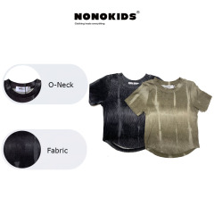 NONOKIDS  Children Acid-Wash Gray T-Shirt Baby Vintage Style Custom Cotton Knit Toddler Outfit Daily Outdoor T-shirt