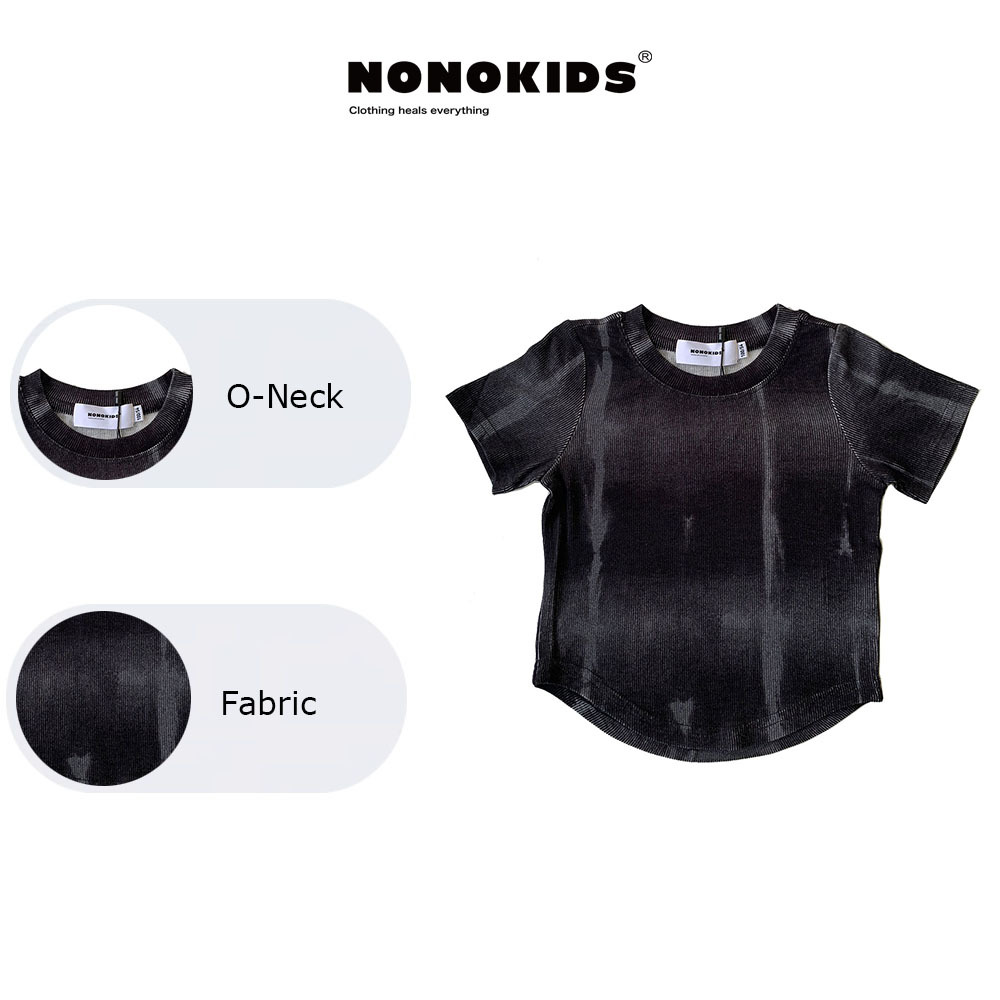 NONOKIDS  Acid Washing T-shirts Summer Tie-Dye Elastic Baby Kids Clothing