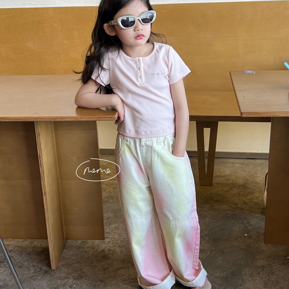 NONOKIDS Pink Distressed Dirty Jeans Straight Leg Wide Leg Pants Summer Thin Loose Wide Leg Pants
