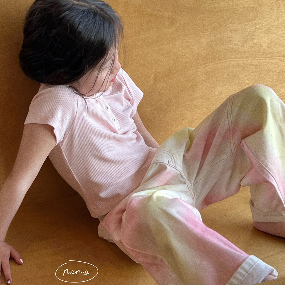 NONOKIDS Pink Distressed Dirty Jeans Straight Leg Wide Leg Pants Summer Thin Loose Wide Leg Pants