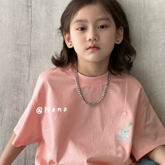 NONOKIDS Pink T-shirt Children Clothes Oversize Short Sleeve T Shirt
