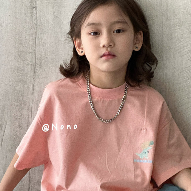 NONOKIDS Pink T-shirt Children Clothes Oversize Short Sleeve T Shirt
