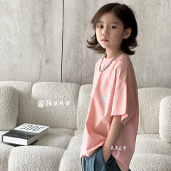 NONOKIDS Pink T-shirt Children Clothes Oversize Short Sleeve T Shirt