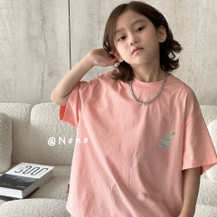NONOKIDS Pink T-shirt Children Clothes Oversize Short Sleeve T Shirt