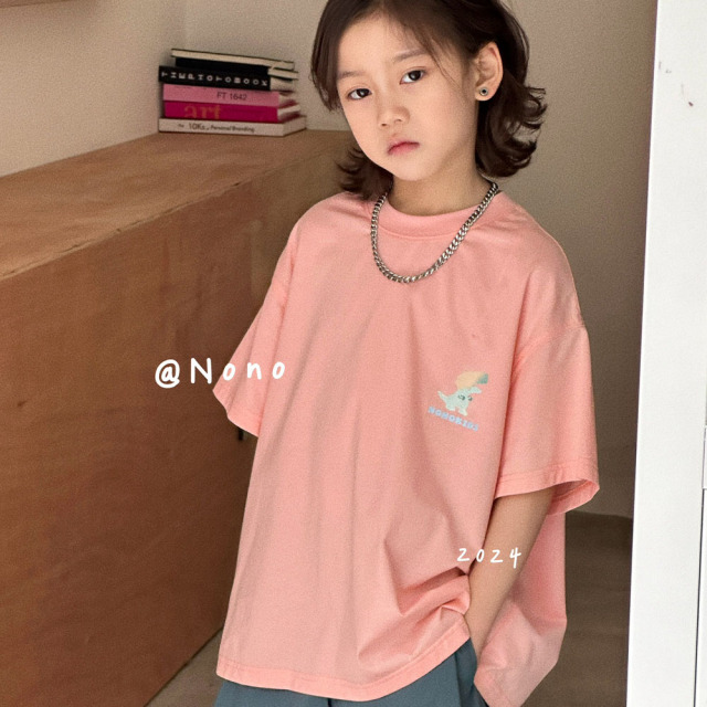 NONOKIDS Pink T-shirt Children Clothes Oversize Short Sleeve T Shirt