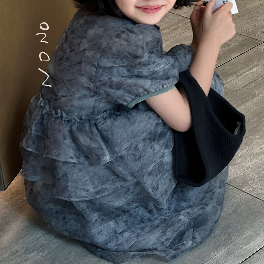 NONOKIDS Children Princess Dress Summer Clothing Bow Floral Children's Chiffon Dress Baby Prom Dress