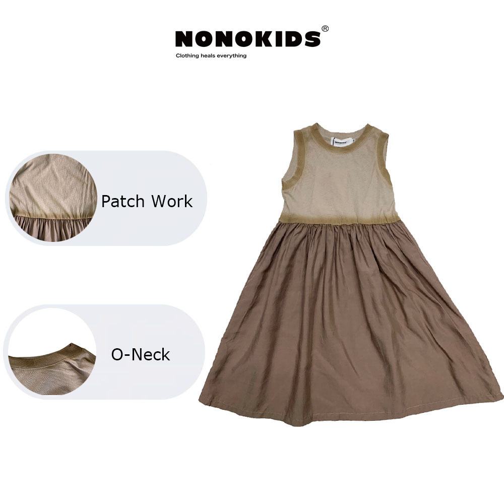 NONOKIDS  Two Tone Tie Dye Spliced Sleeveless Kids' Dress Sleeveless Dress for Little Fashion Forward Girls Elegant and Effortless Dress for Children