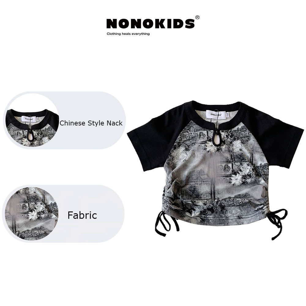 NONOKIDS Exquisite Kids' Top Shortsleeve Top Chinese Style Ink Wash T-Shirt