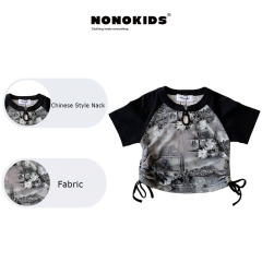 NONOKIDS Exquisite Kids' Top Shortsleeve Top Chinese Style Ink Wash T-Shirt