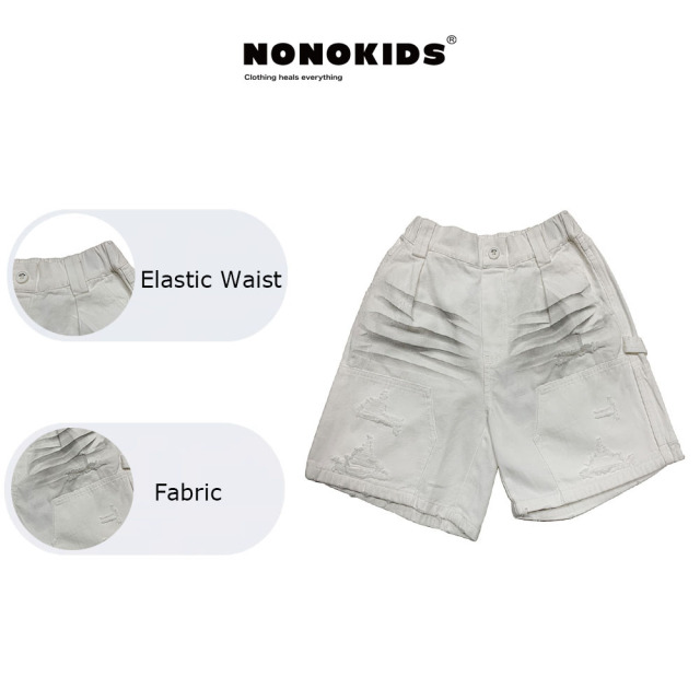 UEMO  White Denim Kids' Shorts Children Cargo Shorts Stylish and Functional Trend Setters Kids Shorts