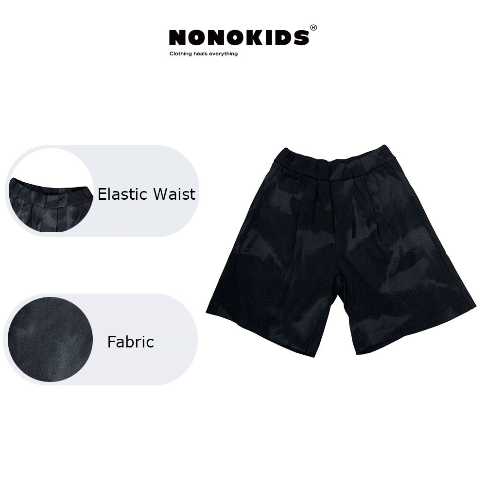 NONOKIDS Black Tie Dye Cotton Shorts Branded Black Camo Print Kids' Shorts for Active Boys Trendy and Tactical Children Pants