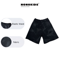 NONOKIDS Black Tie Dye Cotton Shorts Branded Black Camo Print Kids' Shorts for Active Boys Trendy and Tactical Children Pants