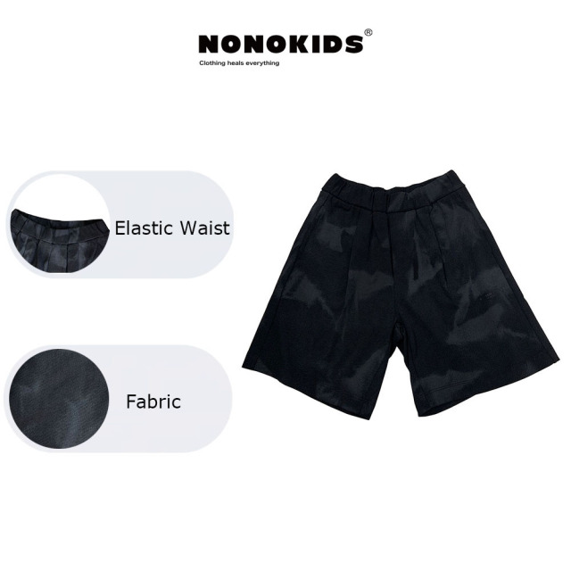 NONOKIDS Black Tie Dye Cotton Shorts Branded Black Camo Print Kids' Shorts for Active Boys Trendy and Tactical Children Pants
