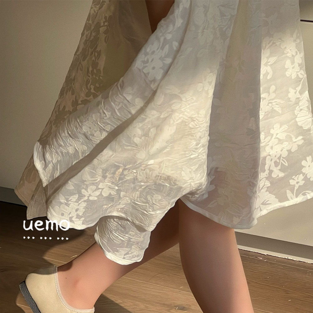 UEMO Chinese Style White Floral Patterned Toddler Dress Traditional and Modern Elegance Exquisite Children Dress