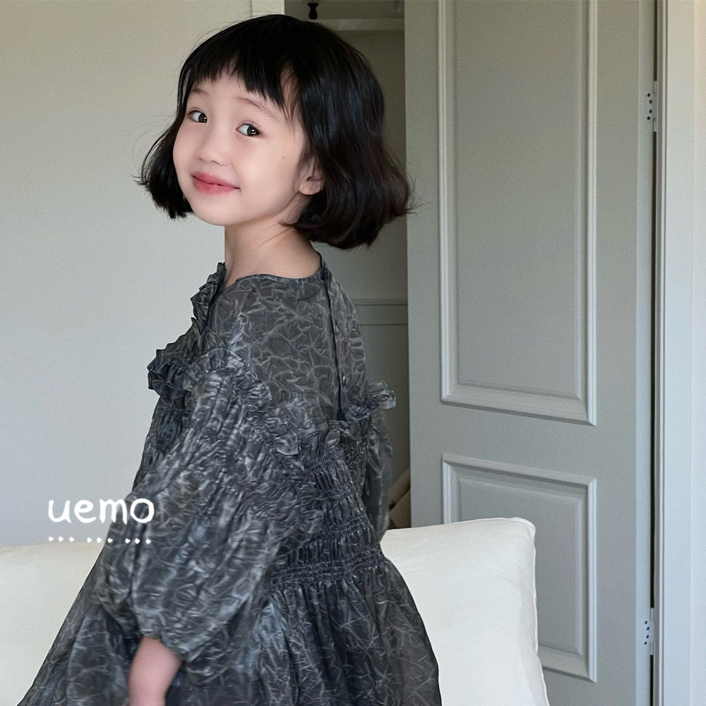 UEMO Pink Chiffon Dress with Puff Sleeves Elegance and Sweetness Princess Dress